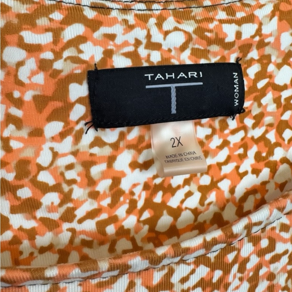 Tahari Orange Speckled Short Sleeve Crew T-Shirt Dress - Picture 4 of 7